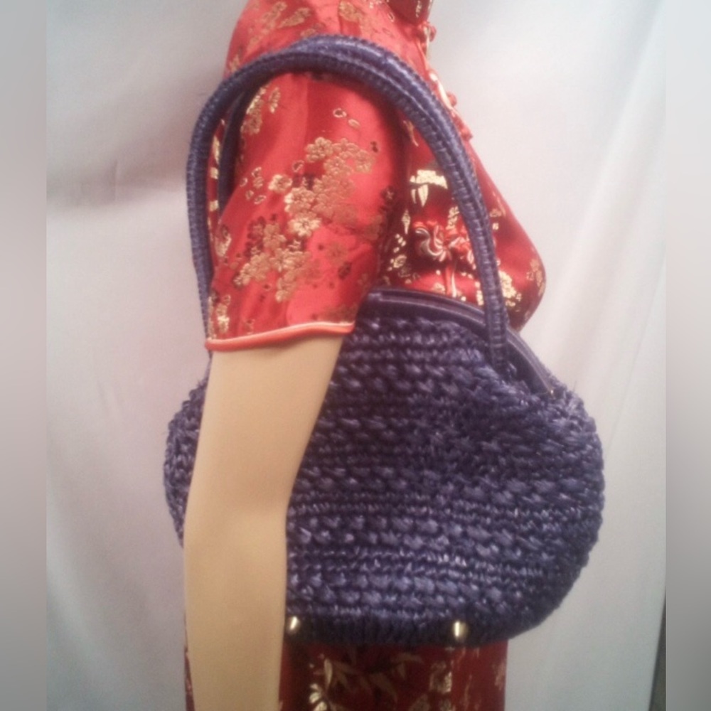 Purple made in Japan raffia tote bag